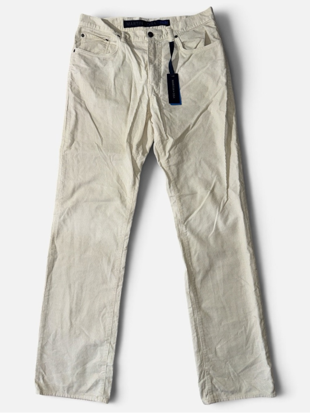 NEW Martin + Osa mens 34x34 cream straight leg 5-pocket corduroy pants NWT